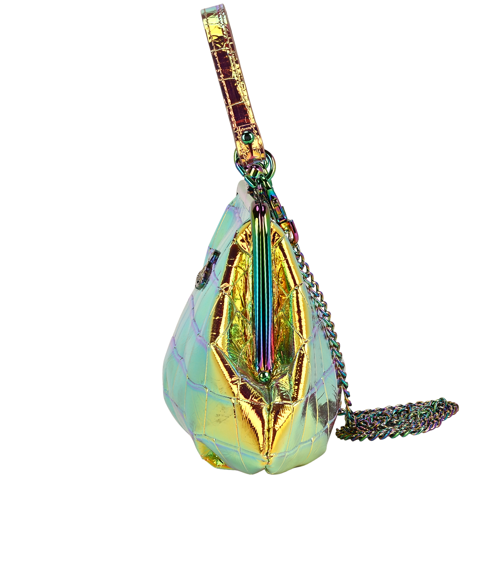 Granny Frame Purse, &pound;180, Handbags, Purple/Yellow, Leather, Bottom view